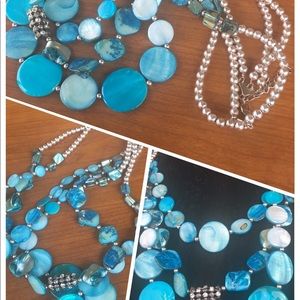 Blue Abalone Unique &1 of a Kind w/Silver Beads.